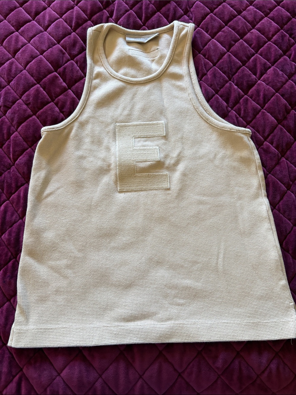 Essentials Women’s Cream Tank Top with Raised 'E' Patch